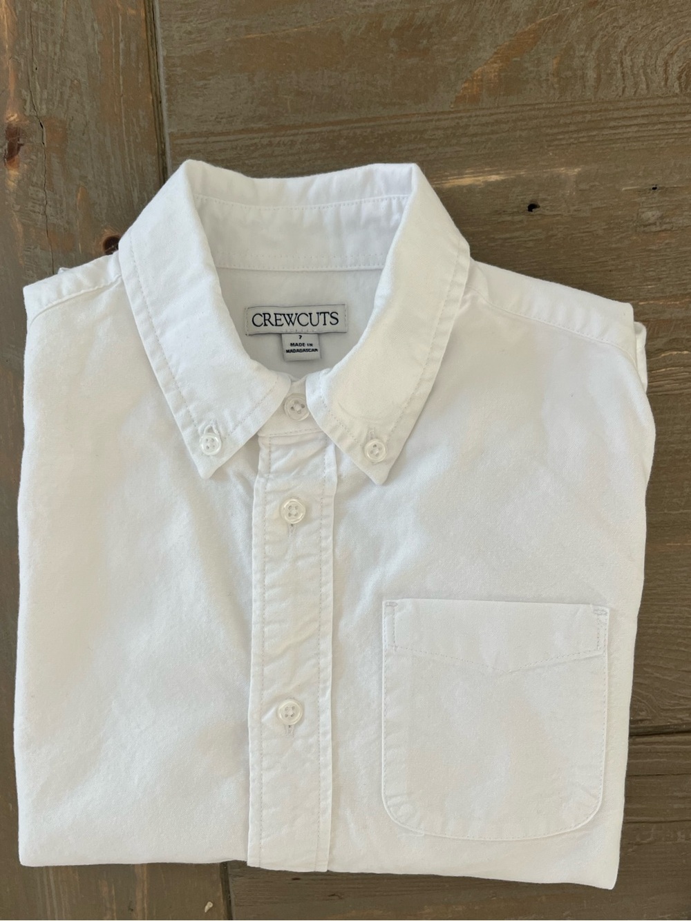 White Oxford Button Down Dress Shirt- CrewCuts Sz:7